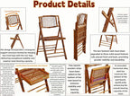 2 Pack Certified Bamboo Folding Chair, Completely Upgraded Foldable Vintage Dining Chair with 330lb Handcrafted for Living Room Patio Garden Balcony Indoor/Outdoor (, Antique Brown)