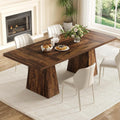 LITTLE TREE Dining Table for 4-6 People, Wooden Table, Rectangle Furniture with Heavy Duty Legs, Modern Kitchen Table for Home, Dining Room, Brown