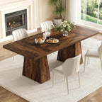 LITTLE TREE Dining Table for 4-6 People, Wooden Table, Rectangle Furniture with Heavy Duty Legs, Modern Kitchen Table for Home, Dining Room, Brown