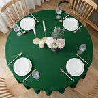 Biscaynebay Textured Fabric Christmas Round Table Cloth 90", Hunter Green Water Resistant Folding Table Covers for Dining, Kitchen, Wedding & Parties Machine Washable