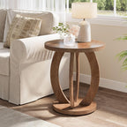 Tribesigns End Table, Round Side Table with Storage, Farmhouse Nightstand Bedside with Round Tabletop, Accent End Table for Living Room Bedroom Small Space, Wooden Accent Furniture, Rustic Brown