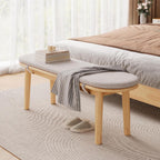 63" Dining Bench Rubber Wood for 6-8 Person,Bedroom Bench,Window Bench,Entryway Bench,Upholstered Bench,with Padded Seat and Solid Wood Leg for Kitchen,Indoor and Hallway,Beige, 63in.