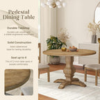 Roundhill Furniture Havre Pedestal Base Round Dining Table, Oak