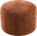 Upholstered Round Pouf Ottoman, Modern Footstool, Orange-Brown | Small Chenille Footrest with Soft Padded Seat & Wood Frame, Accent Vanity Stool for Bedroom (22.6"D x 22.6"W x 16.5"H)