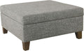 HomePop 32" Square Storage Ottoman - Slate Gray