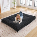 Futon Mattress Queen Size 8",Foldable Floor Mattress (Frame Not Included) | Futon Sofa Bed Thick High Density Shredded Foam,Medium Firm Japanese Style Sleeping Pad for Guest Bedroom Living,Black