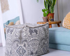 Mandala Life Art Pouf Ottoman - 20x20x20" - Foot Rest Stool - Gray Cube