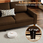 EASE MOOSE 100" Faux Leather L-Shaped Sofa Couch for Living Room, DeepBrown | Movable Ottoman, Removable Cover, Waterproof & Scratch-Resistant, Easy Clean, Easy Assembly, Ideal for Small Spaces