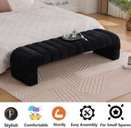 Arched Ottoman Bench for Bedroom Living Room,69.7" Chenille Long Benches for Bed End King Size,Modern Channel Tufted Seating Bench for Entryway,Window,Bedside (Black, 69.7")