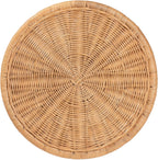 Bali & pari Caroline Round Natural Rattan End Table – Handwoven Wicker Drum Shape Accent Table for Living Room or Sunroom, Light Honey