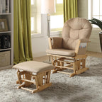 Taupe and Natural Oak 2 Pcs Glider Chair and Ottoman Set