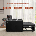 Yaheetech 3 in 1 Sofa Bed Convertible Velvet Sofa Pull Out Couch Folding Loveseat Sleeper with Adjustable Backrest, Armrest Pillows, USB Ports, Side Pockets for Living Room Bedroom Apartment, Black