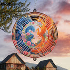 Personalized Dragon & Phoenix Wind Spinner 3D Stainless Steel, Dragon Garden Spinner Hanging Outdoor Decor, Wind Spinners Outdoor, Custom Gift for Grandmother, Mom, Wife