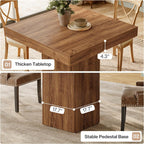 Tribesigns 39-Inch Square Dining Table for 4, Farmhouse Small Kitchen Dinner Eating Table with Sturdy Pedestal Base, Wooden Dining Room Furniture for Dining Room, Kitchen, Apartments (Walnut)