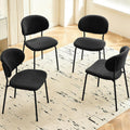 Homedot Modern Kitchen Dining Chairs Black Set of 4, Upholstered Boucle Round Bedroom Reception Side Chairs with Ergonomic Backrest for Apartment, Dining Room, Living Room, Dining Hall