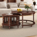 32" Vintage Designed Stacking Nesting Tables, Set of Nesting Tables with Hidden Storage Cabinet, Side Tables with Classic Retro Decor for Indoor Home Spaces, Walnut