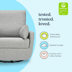 Davinci Juno Swivel Glider, GREENGUARD Gold Certified, Frost Grey | FSC & CertiPUR-US Certified Glider w/ 360° Swivel & Metal Base - Spacious Seating for Extra Comfort - Fully Assembled