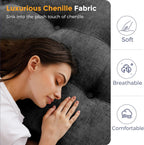 MAXYOYO 6" Folding Sofa Bed for Floor, Tufted Tri-Fold Floor Mattress with Chenille Fabric, Full Size Portable Sofa Couch Guest Mat for Adults, Foldable Topper for Camping, Dark Grey, 53"x75"