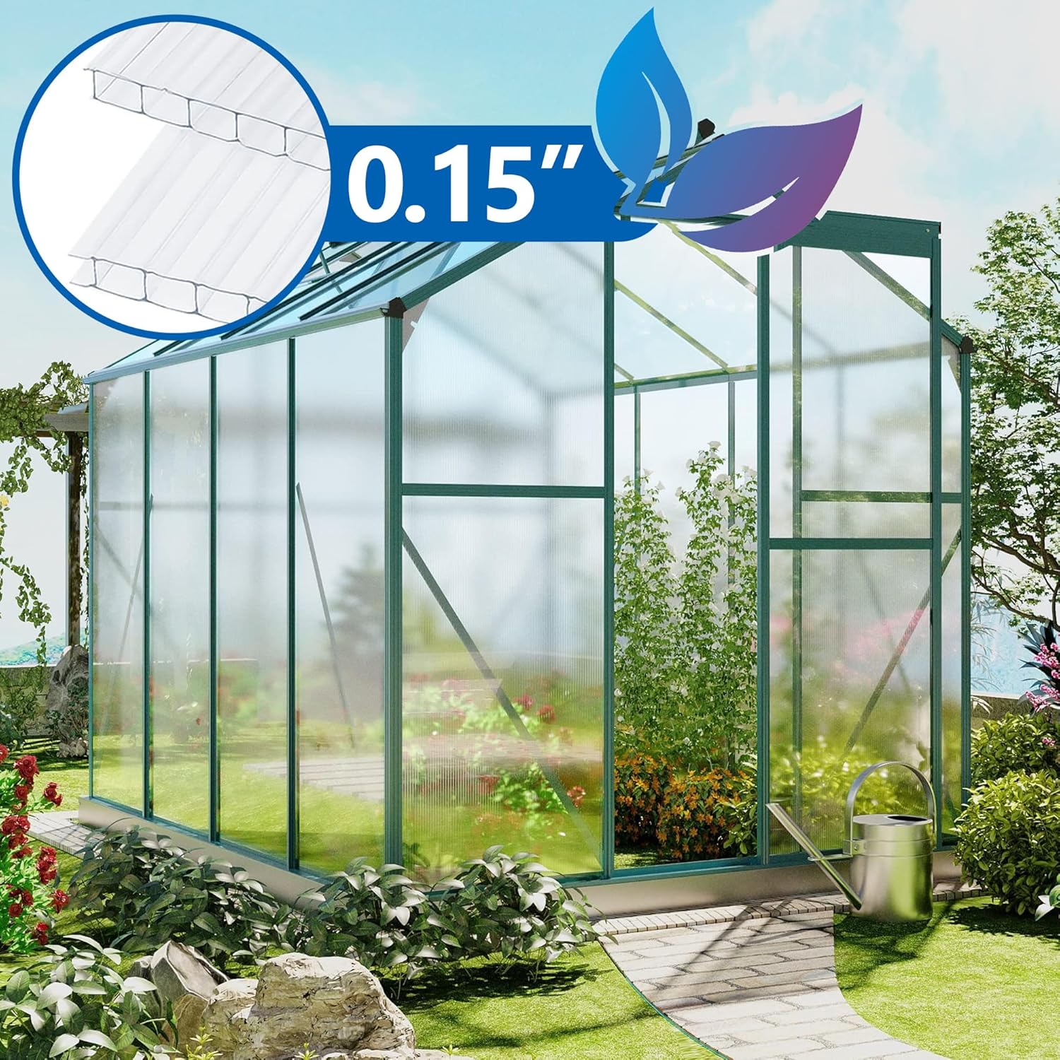 20 Pcs 2' x 4' x 0.15'' Polycarbonate Greenhouse Panels, Twin-Wall Roof Panels Waterproof UV Protected Corrugated Plastic for Greenhouse, Plant Stand Roof (20)