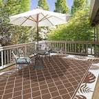 Ileading Outdoor Rug Carpet for Patio 8'x10' Waterproof Reversible Plastic Straw Rug Portable Outside Area Rug Camping Mat for Patio, Clearance, Balcony, Picnic, Pool, Beach, RV, Deck, Brown