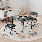 Garvee 3-Piece Kids Folding Table and Chair Set | Padded Toddler Activity Table with 2 Chairs, Easy-Fold Pinch-Free Design, Portable Children's Furniture for Arts, Crafts