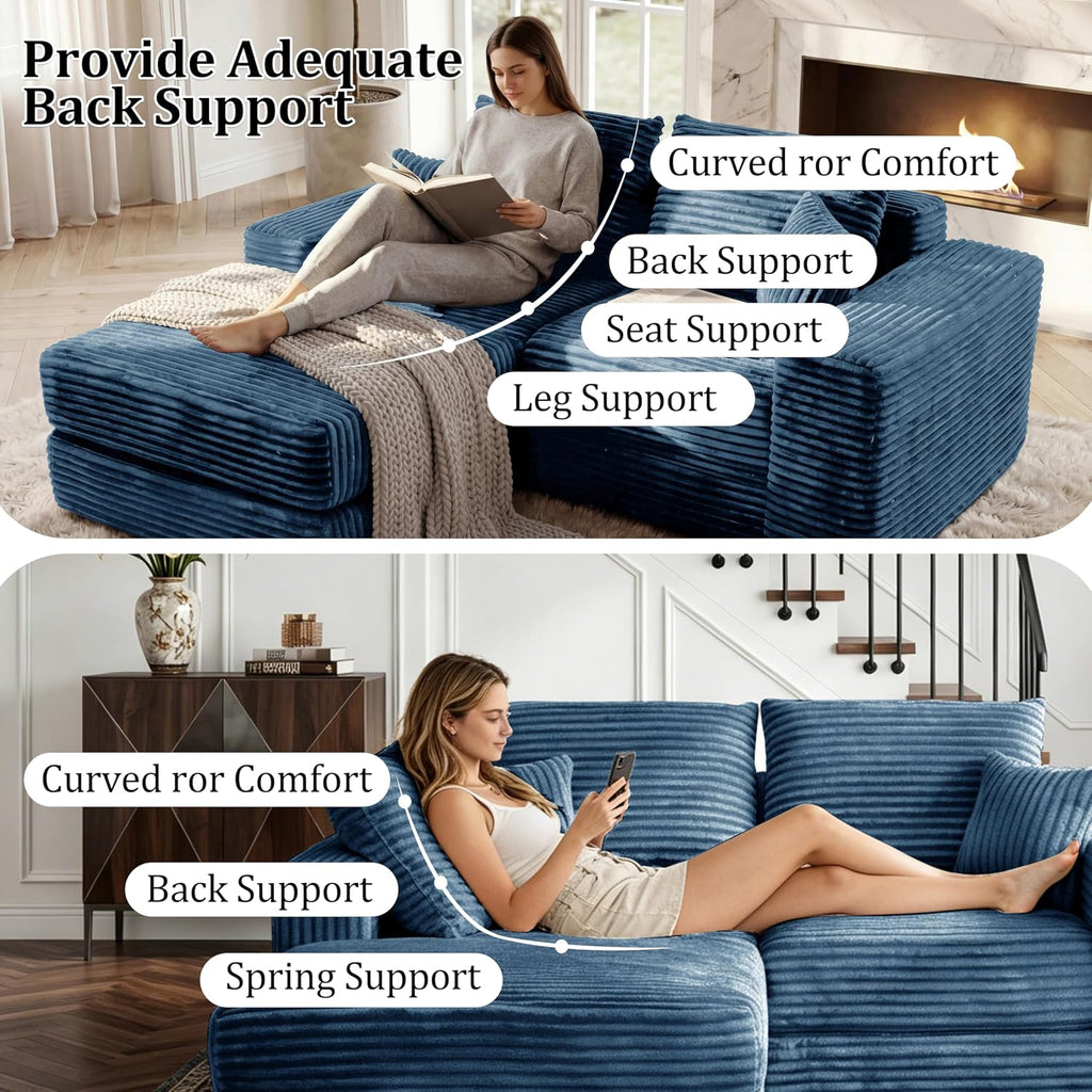 Cloud Modular Sectional Sofa, Comfy Couch with Non Slip Base, Modern L-Shaped Couch with Chaise, Customizable Sleeper Sofa for Living Spaces, No Assembly & Deep Seat(Blue)