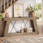 Tribesigns 70.87" Farmhouse Console Table with Storage (Light Brown Oak) | Narrow Sofa Table Behind Couch with Shelf, Rustic Entryway Table for Hallway, Living Room, Foyer, Entrance