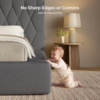 ADORNEVE Upholstered Cloud Bed Frame Queen with 5.9" Thick Headboard, Grey