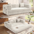 MoonSpeak 78.8'' Futon Sofa Bed, Couches for Living Room | Corduroy Convertible Futon Sofa Bed with Storage Pocket, Modular Sleeper Couch in a Box, No Assembly (White)