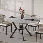 42"-58" Round Extendable Dining Table for 4-6, Kitchen Oval Table with Hidden Leaves & Storage Shelf, Space Saving Modern Design with Sturdy Metal Legs for Kitchen, Dining Room & Small Apartments