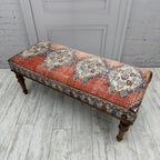 Ottoman Bench with Rug Upholstered Handmade Wood Work for Boho Farmhouse Kitchen Dining Room Entryway Footstool Livingroom Bedroom, Piano Bench, Coffee Bench (Era-62, 18x18x48)