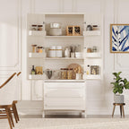 Christopher Knight Home Chenny 70''H Wooden Kitchen Pantry Cabinet, Storage Cabinet with Adjustable Shelves, 6 Door Internal Storage Compartments & 3 Drawers, Freestanding Cupboard Cabinet, White