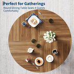 GarveeHome Round Dining Table for 4 People, Round Kitchen Table for Kitchen & Dining Room, Walnut(Table Only, 47 Inch)