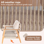 Christopher Knight Home Outdoor 3 Seater Patio Sofa with Acacia Wood Frame and Rope Weave Design, Cushioned Garden Couch with Removable Covers for Patio Deck Balcony, Teak and Beige