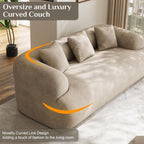 91" Couch,Cloud Couch,Chenille Curved Sofa with 3 Seater and 3 Pillows, Modern Compression Sofa for Living Room, Bedroom and Apartment, No Assembly Required, Light Brown