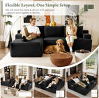 96" Sectional Couches for Living Room Cloud Couch Sofa with L-Shape Upholstered Couchs Modern Modular Sectional Couch with Chaise