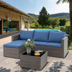 Shintenchi 4 Pieces Patio Furniture Set, 2-in-1 Convertible Sectional Sofa & Chaise Lounge, All-Weather Wicker Rattan Sofa Couch with Cushions & Coffee Table for Yard, Garden, Porch, Poolside