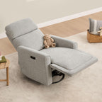 CHITA Power Swivel Glider Recliner Chair with Power Headrest, Light Grey