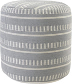 LR Home Dash and Stripe Geometric Indoor Outdoor Pouf, Blue/White, 20" x 20" x 20"