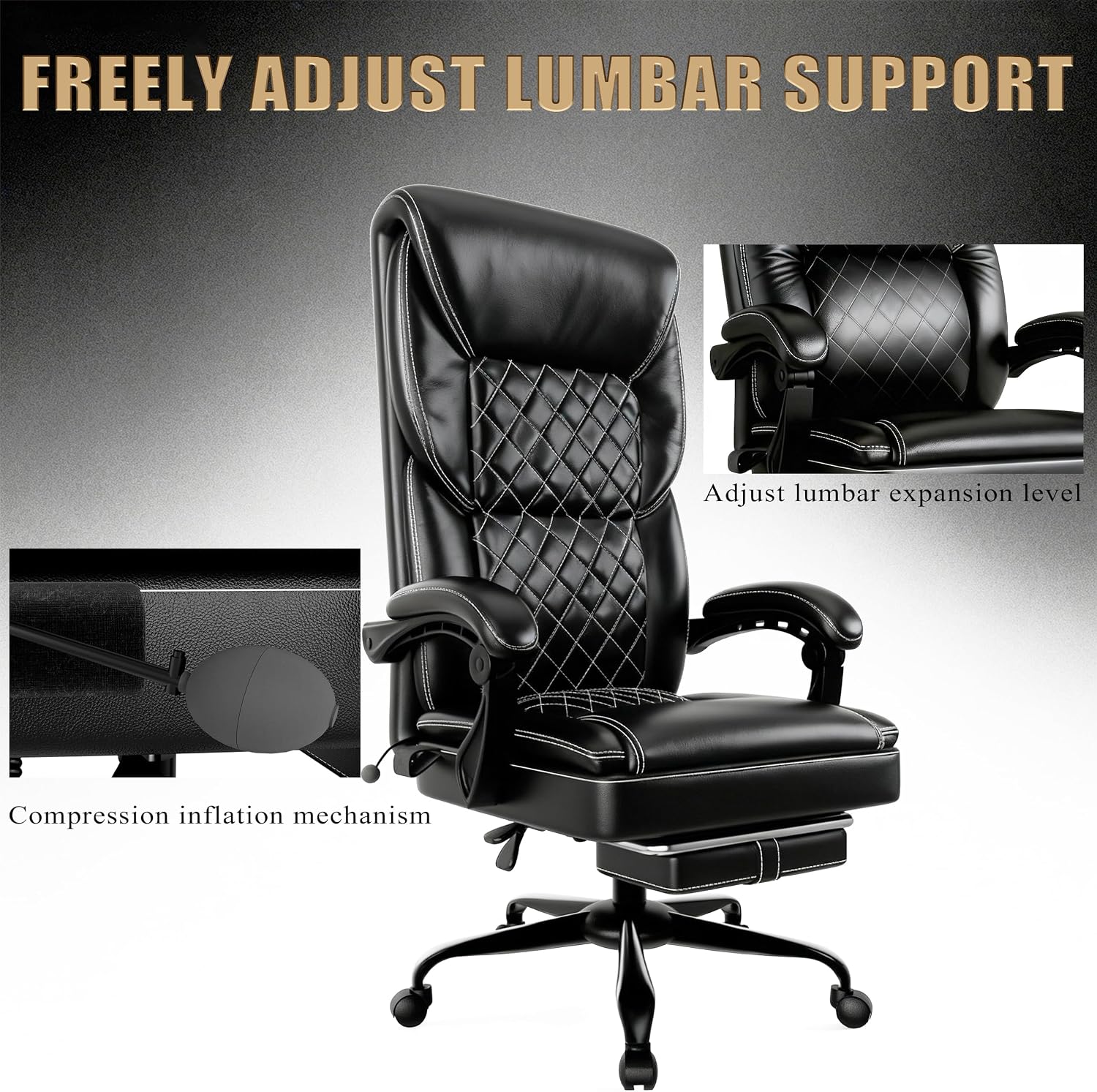 Gaming Chair with Pocket Spring Cushion and Footrest, Ergonomic Computer Chair for Adults, Breathable PU Leather Game Chair
