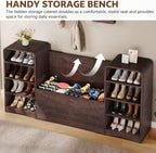 Shoe Cabinet with Bench, U-Shaped Shoe Storage Bench, Tall Shoes Cabinet with Adjustable Shelves, 63" W Lift-Top Blanket Chest with Storage, for Entryway, Living Room, Hallway, Espresso