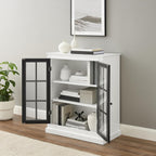 Crosley Furniture Cecily Stackable Pantry Storage Cabinet with Shelves, Kitchen, Dining, or Laundry Room, White/Matte Black
