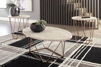 GTU Furniture Contemporary Faux Marble Rectangular 3-Piece Coffee Table Set, Cocktail Table with 2 Matching End Tables, Two-Tone Finish for Living Room