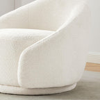 VANOMi Swivel Accent Chairs for Living Room, 34" Swivel Barrel Chair Oversized Armchairs Modern Boucel Reading Chairs for Bedroom, Corner, Apartment, Cream White