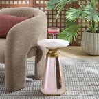 SAFAVIEH Home Collection - Guido Side Table, White Marble Top & Pink Base, Modern Accent Table, Fully Assembled (ACC3215B)