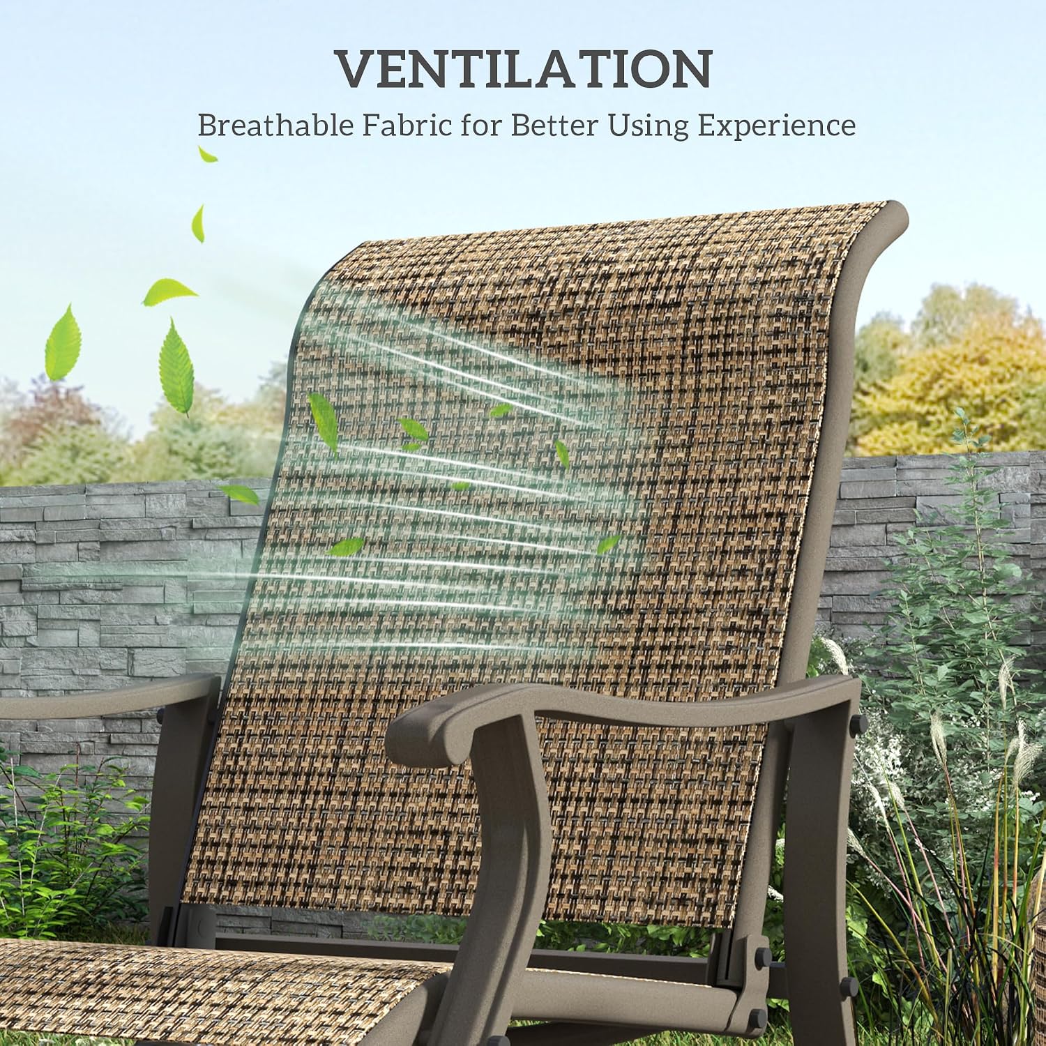 Outsunny Outdoor Glider Chair Patio Garden Steel Frame Light Mixed Brown | Gliders for Outside Patio, Mesh Fabric, Backyard, Porch