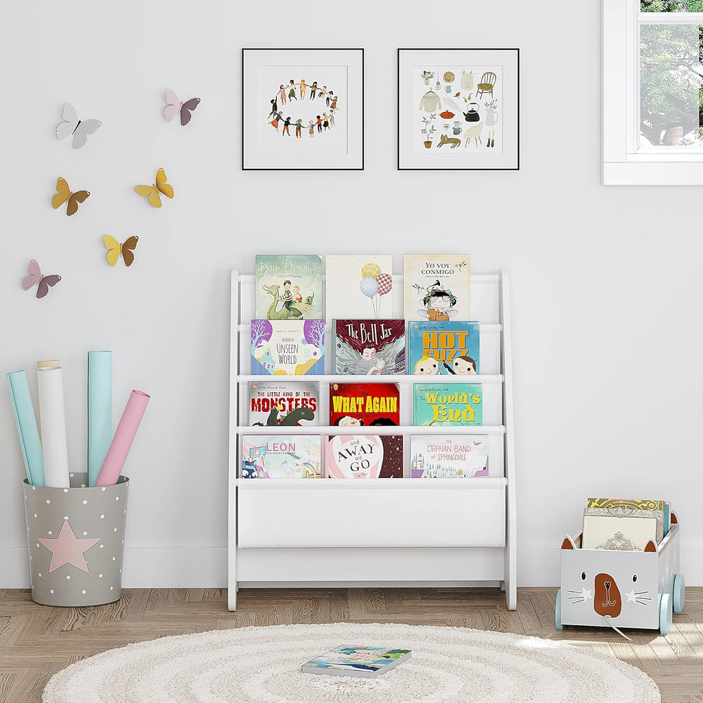 UTEX Kids Wood Table and Chair Set and Kids Sling Bookshelf