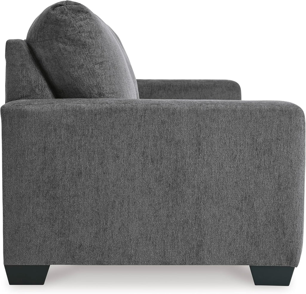 Signature Design by Ashley Rannis Queen Sleeper Sofa, Pewter Pull Out Couch | Pewter gray polyester chenille, Includes 4 in queen memory foam mattress, Space-saving 3-seater profile for living rooms