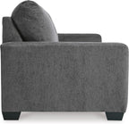 Signature Design by Ashley Rannis Queen Sleeper Sofa, Pewter Pull Out Couch | Pewter gray polyester chenille, Includes 4 in queen memory foam mattress, Space-saving 3-seater profile for living rooms