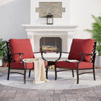 SUNSHINE VALLEY Metal Patio Chair Set of 2 with 5.75" Extra Thick Cushion, 2 Pieces High Back Outdoor Patio Chairs All Weather Outdoor Furniture Seating for Deck Backyard Balcony Front Porch, Rust Red